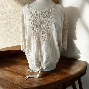 Democracy, crocheted, lace, exquisite size large top new with tag
